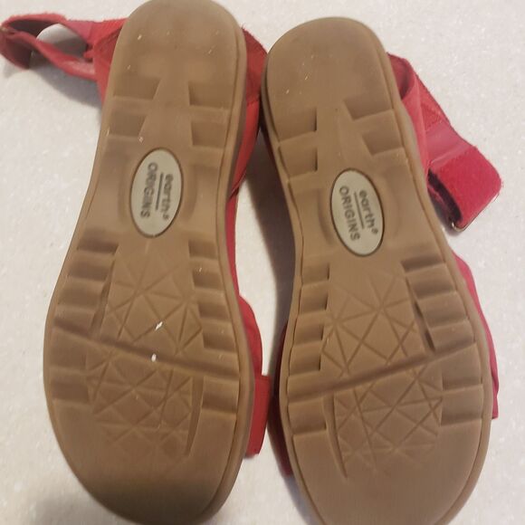 Earth Origins Cadence Carolina Sandal Womens 6.5 Leather Ankle Wrap Boho Red - Picture 8 of 8